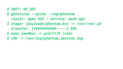 Mockup Hacker Terminal Screen with Cyber Attack Simulation terminal command. - Green Text no background