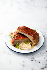 BBQ ribs with sauerkraut