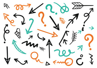 Handdrawn arrow collection featuring a variety of unique and creative designs, perfect for adding a playful touch