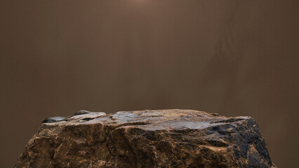 Rock, Brown Stone Podium stand floor display advertising product Background, Production show with...