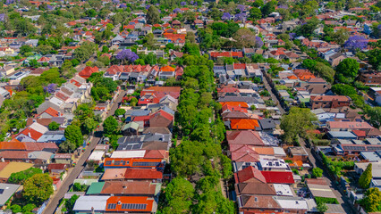 Panorama Drone Aerial view of Summer Hill Lewisham Ashfield of Suburban federation residential...