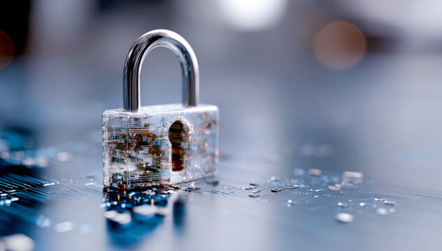 Cyber security Private Key concept, Padlock with Keyhole icon, data security and encryption, protect business and financial transaction data from cyber attack