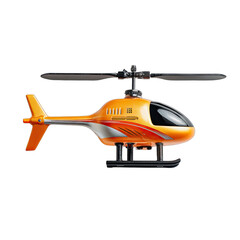 Orange RC helicopter, side view