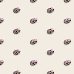 Chia seeds seamless vector pattern on beige background