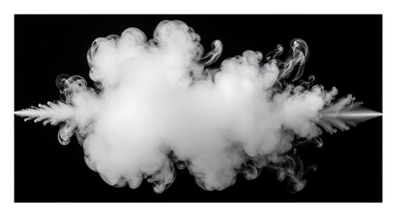 White smoke bursting outward against a black background