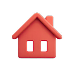 3D rendered coral-colored house icon