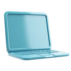 Light-blue laptop computer, 3D render