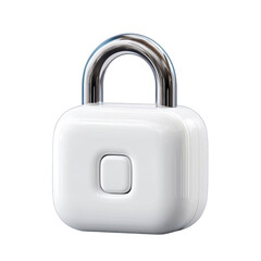 White, compact padlock with metal loop