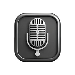 Square app icon with a silver microphone