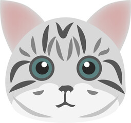 Illustration of a gray Striped cat Face