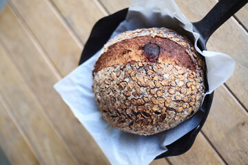 Rustic sourdough wholewheat bread