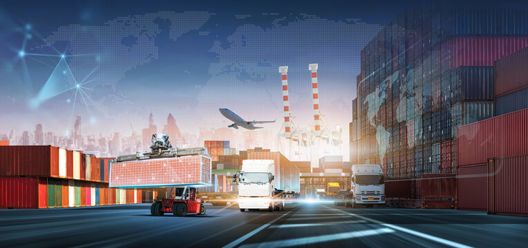 Futuristic Global Logistics and Digital Supply Chain Network.