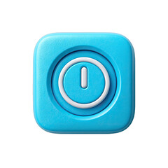 Light-blue square button with a white power switch