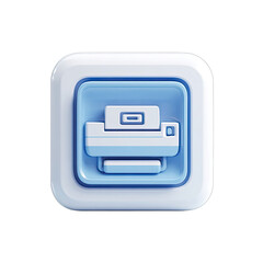 3D icon, square, white, light-blue printer