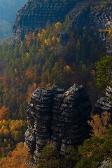Autumn Cliffside Forest Landscape Mountain Wilderness Photography