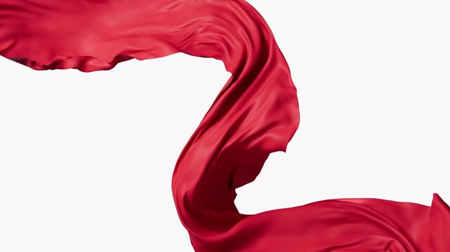 Flowing red wave cloth with alpha channel, 3d rendering 4k