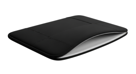 Black Laptop Sleeve or Tablet Case Mockup Isolated PNG Cutout Transparent