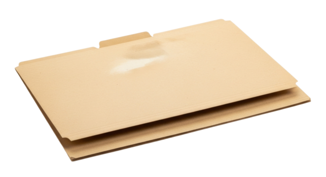 Blank Manilla Folder with Top Tab for Filing Isolated PNG Cutout Transparent