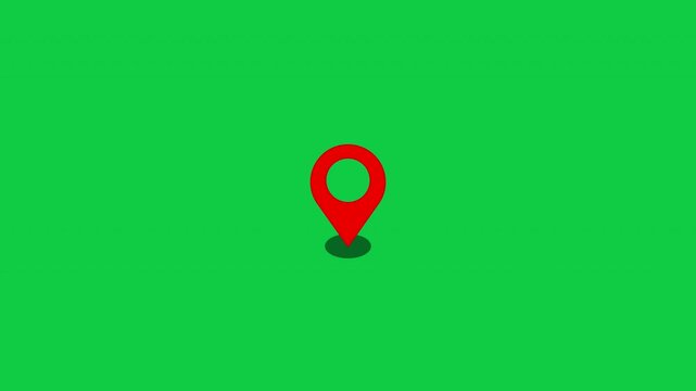 Location Pin Pointer on green screen Background 4K animation