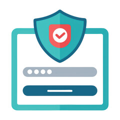 Security shield over login screen isolated on transparent background