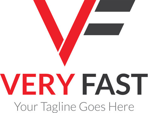 Vf logo template, red and black speed mark design, abstract letter V and F logo