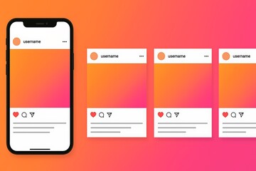 Smartphone displaying social media posts with gradient background