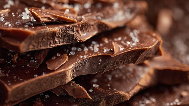 A close-up chocolate bark texture with candy shards