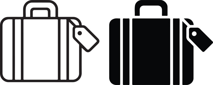 Traveling suitcases or luggage with name tag simple black and white art