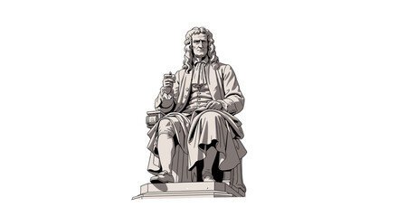 Statue of a historical figure in a seated pose rendered in a classic style.