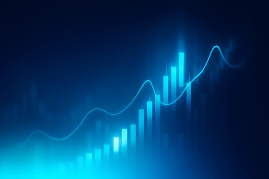 Growing financial graph on a blue background