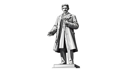 Illustration of a man in a suit standing on a pedestal.