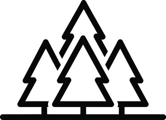 Simple outline icon of a cluster of pine trees on a horizon line
