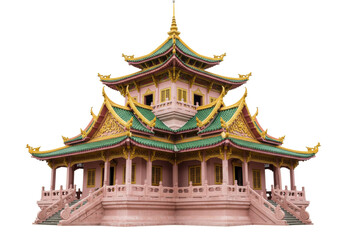 Obraz premium Isolated Thai temple building, beautiful architecture, Asian religious historic tourist site