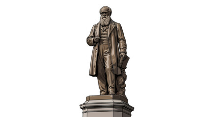 Statue of Charles Darwin on a pedestal.