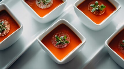 A modern geometric composition, soup in symmetrical layout