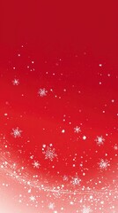 白い雪の結晶が入った赤いグラデーションの背景、シンプルなデザイン。