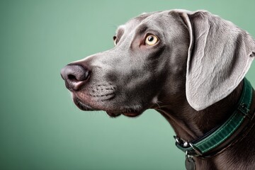 weimaraner dog isolated in soft green background