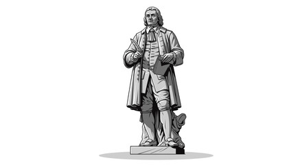 Statue of a man in historical clothing.