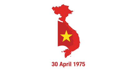 Vietnam Reunification Day Map with National Flag Design.