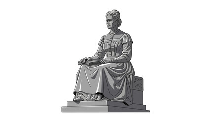 Statue of a Woman Sitting on a Stone Throne.