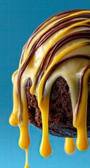 Delicious Chocolate Dessert Drizzled with Caramel Sauce.