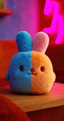 Colorful Dual-Colored Plush Bunny Stuffed Animal.