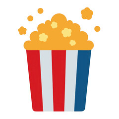 Red white and blue popcorn bucket isolated on transparent background
