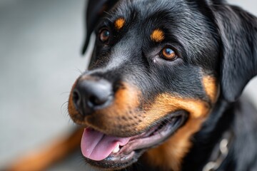 rottweiler in front of minimalist or empty room background