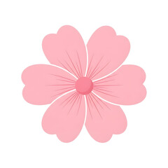 A simple illustration of a pink flower with five petals and a central pistil.