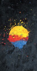 Abstract Colorful Circle Painting on Dark Background.