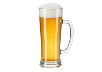 Isolated tall mug of beer with foam, full glass of cold drink, alcoholic refreshment