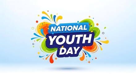 National youth day celebration with colorful abstract splashes and fireworks