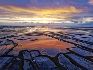 A view from above of the salted marshes of Guerande. Jully 27, 2018.