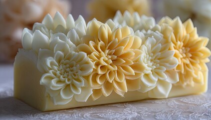 Beautiful Handcrafted Soap Bar with Floral Designs.